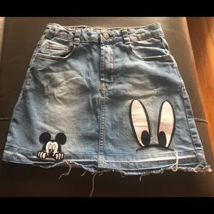 Zara Mickey Mouse Jean Skirt Size 8